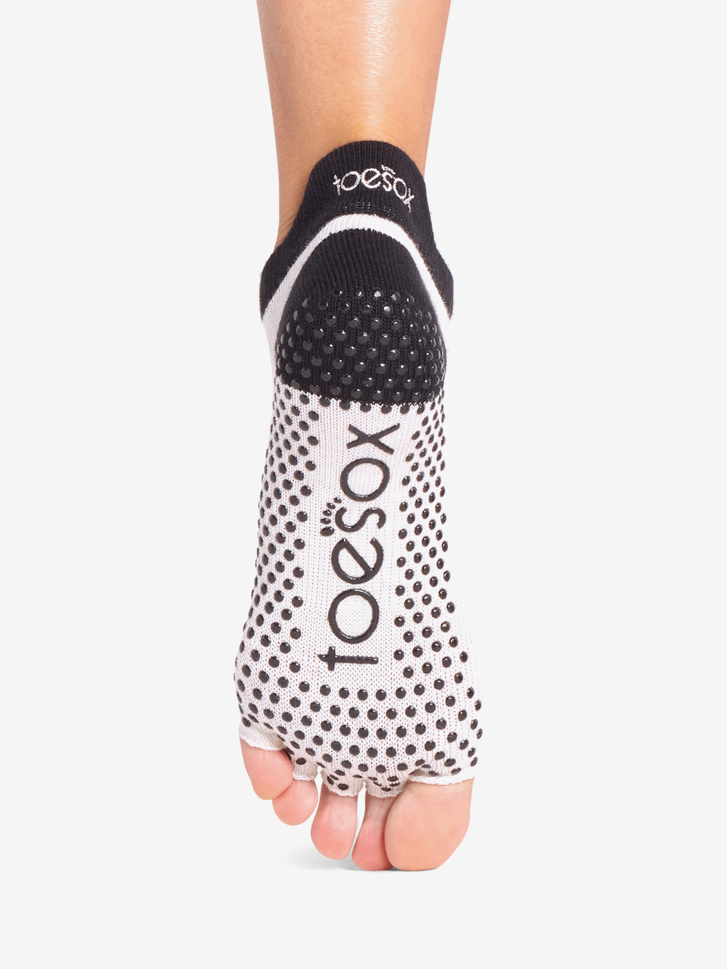 ToeSox Half Toe Low Rise Grip Socks - Ash Polka Dots