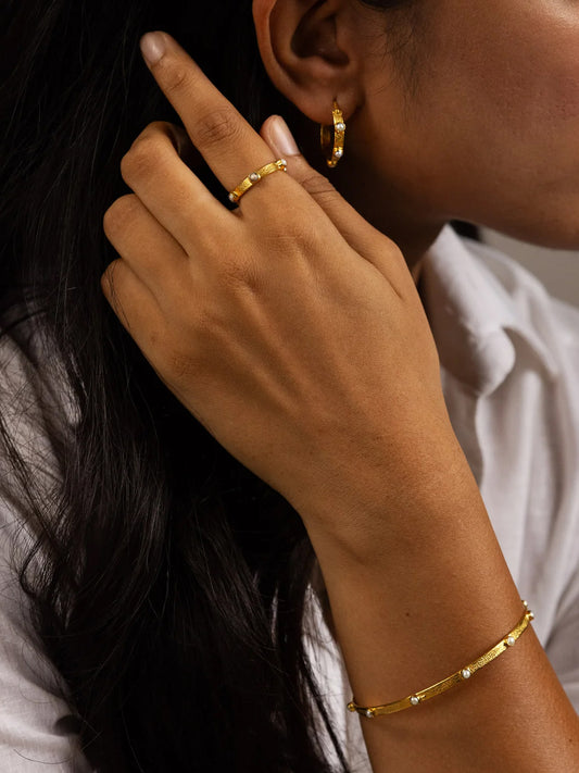 Goddess Charms Crown Chakra Bangle - Pearl