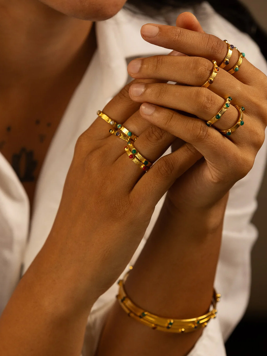 Goddess Charms Heart Chakra Ring - Green Onyx