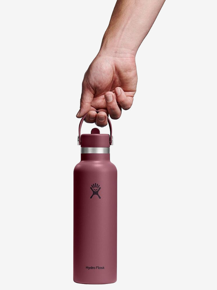 Hydro Flask 621ml (21oz) Standard Mouth Bottle with Flex Straw Cap - Burgundy