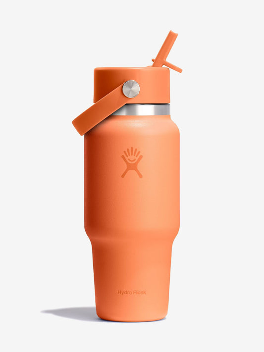 Hydro Flask 710ml (24oz) Wide Mouth Travel Bottle with Flex Straw Cap - Nectar Orange