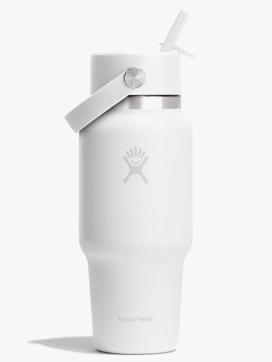 Hydro Flask 710ml (24oz) Wide Mouth Travel Bottle with Flex Straw Cap - White