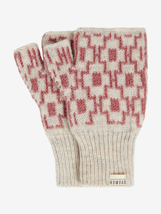 Komodo Abstract Lambswool Gloves - Rose