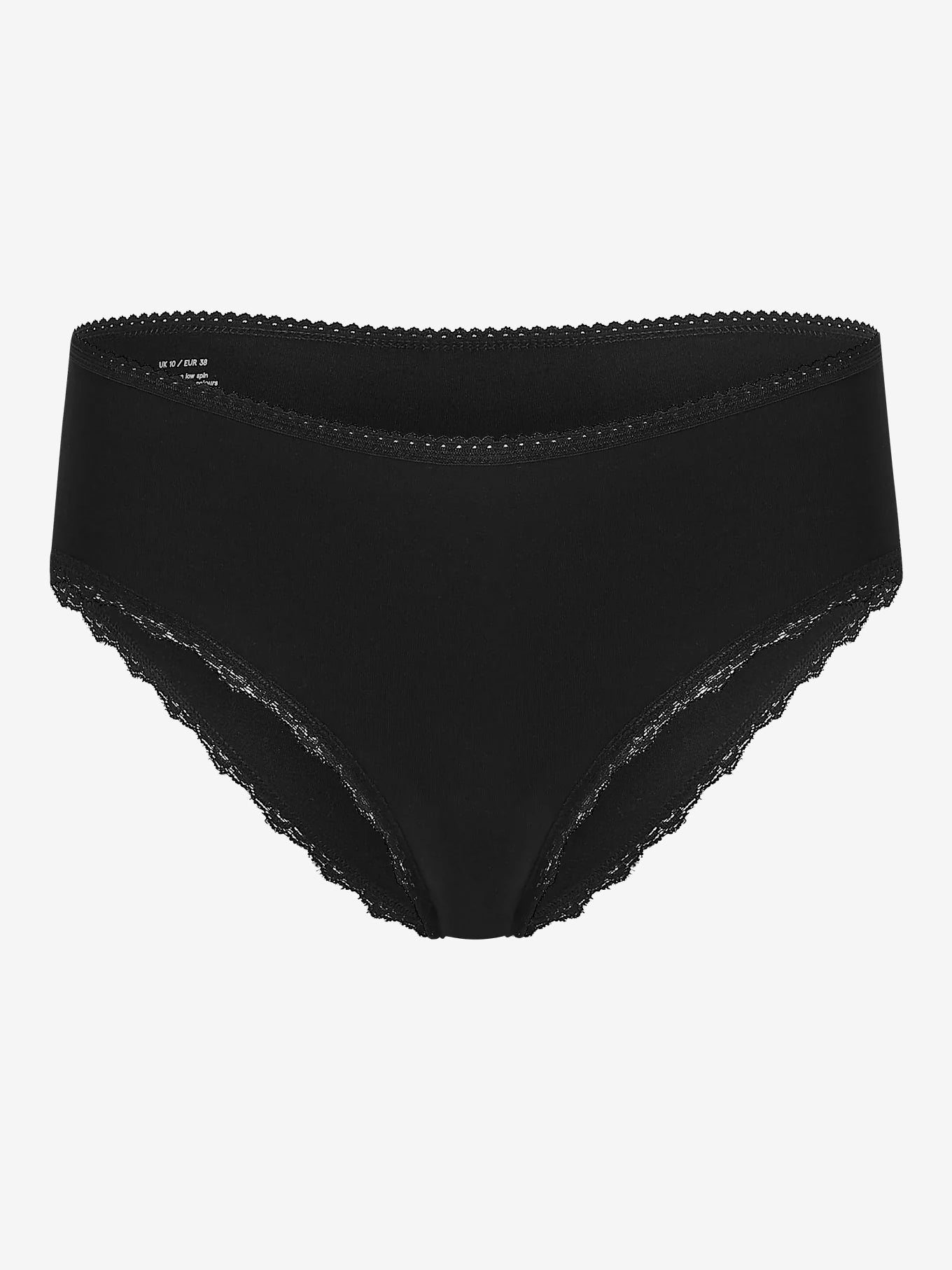 Komodo Paloma Organic Cotton Lace-Trim Briefs - Black