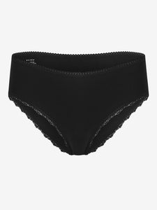 Komodo Paloma Organic Cotton Lace-Trim Briefs - Black