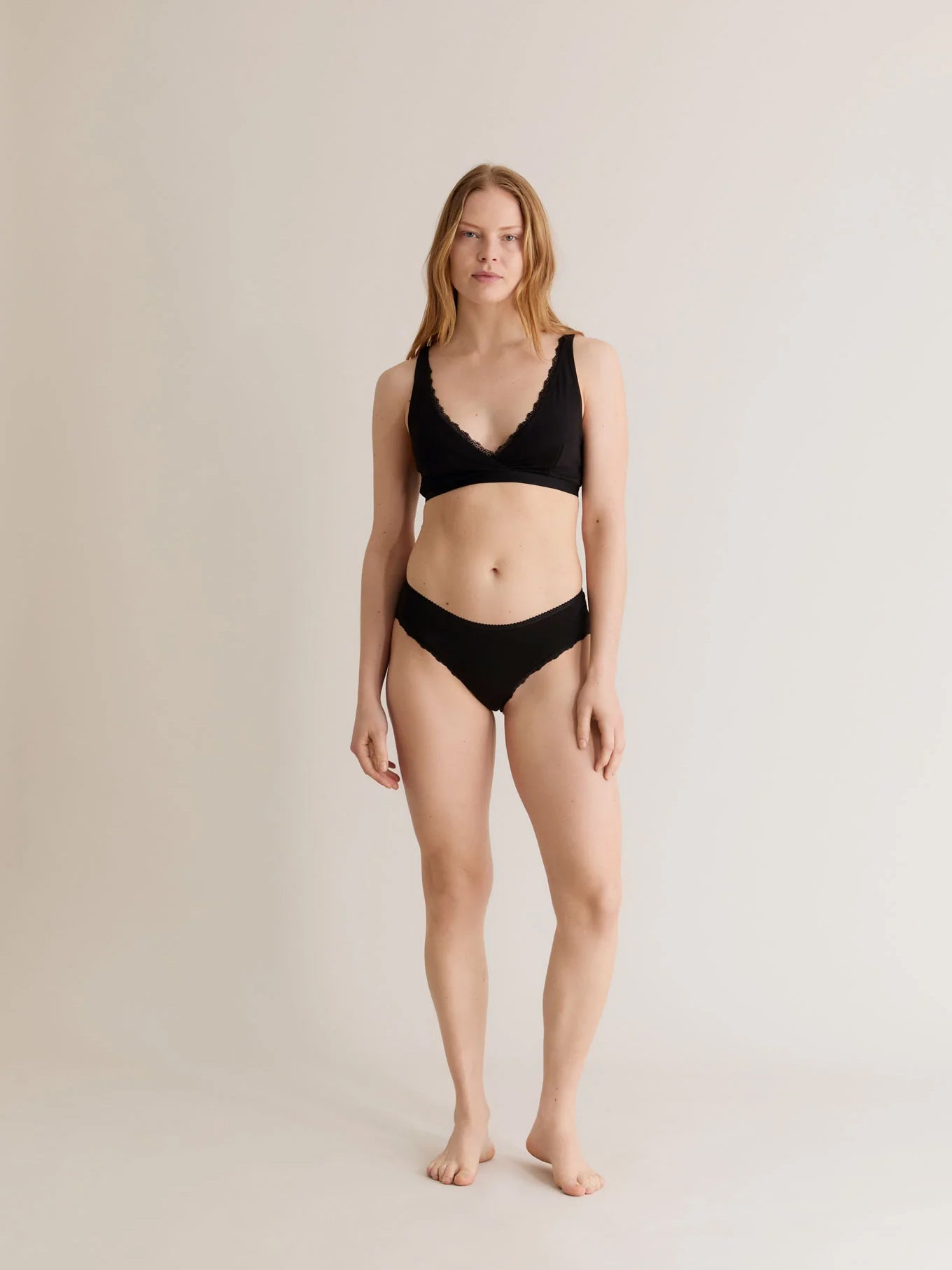 Komodo Paloma Organic Cotton Lace-Trim Briefs - Black