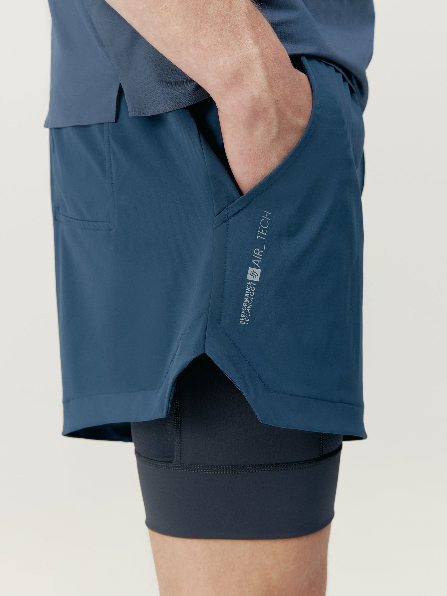 Born Living Yoga Mashu Double Layer Short - Denim/Road Grey