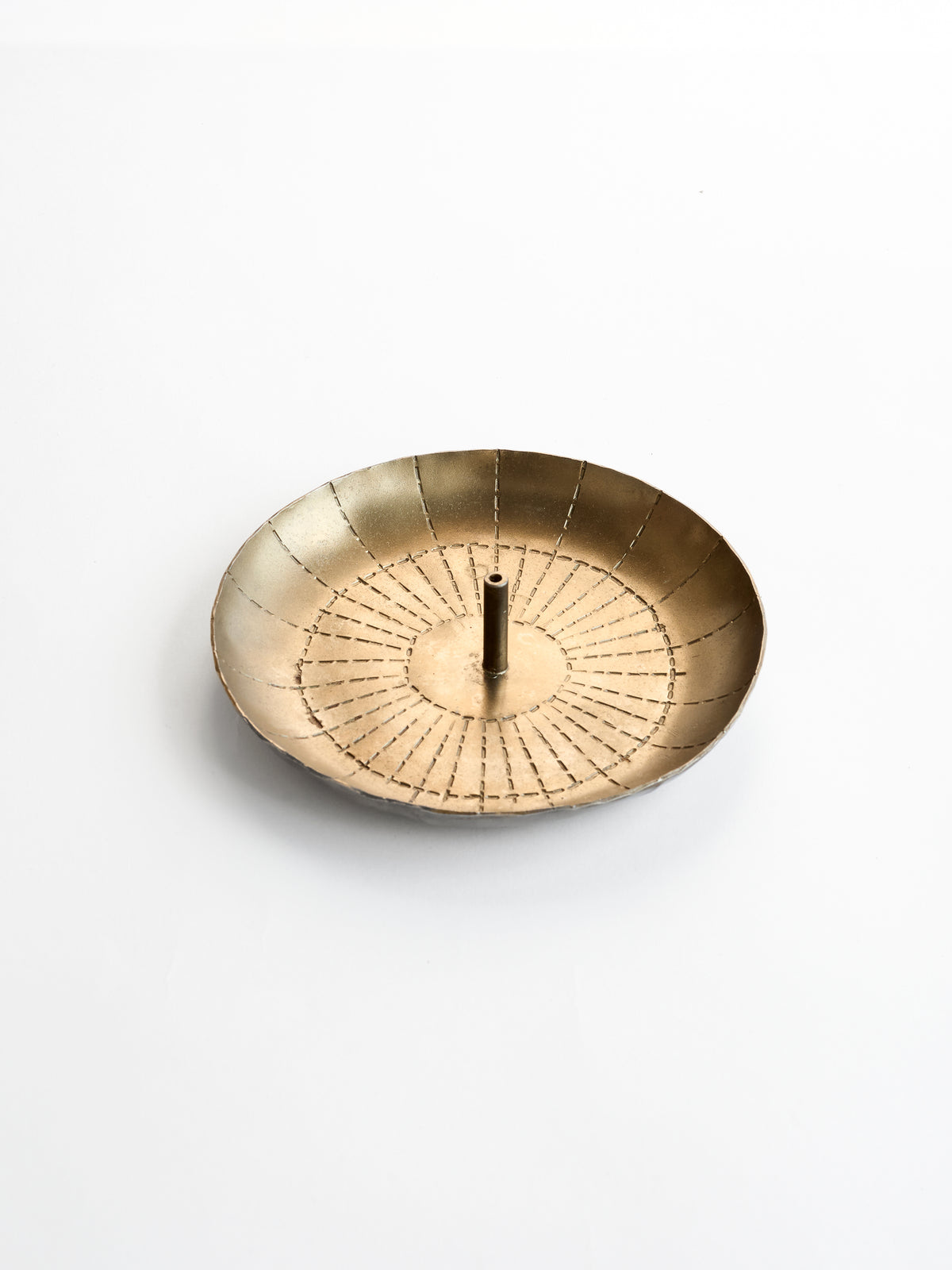 Madam Stoltz Antiqued Brass Round Incense Holder