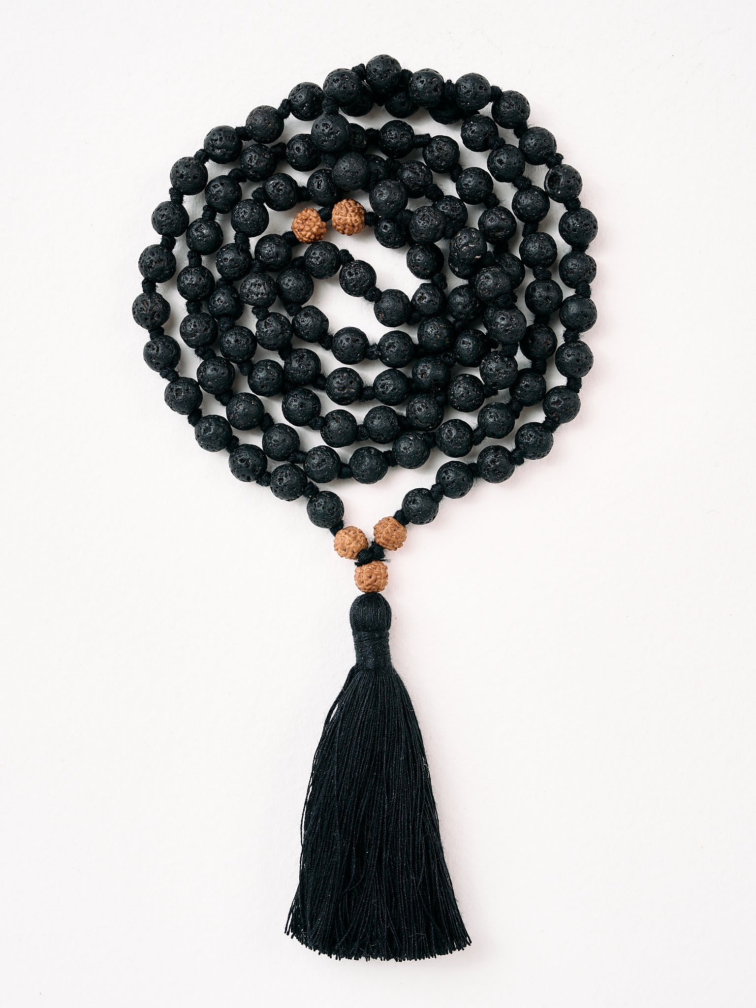 Mala Bead Necklace - Black Lava