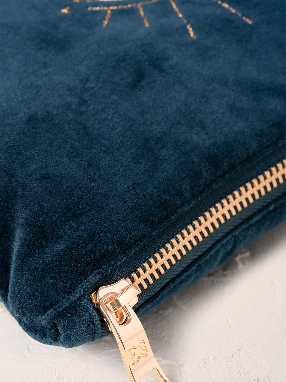 Elizabeth Scarlett Velvet Mini Pouch - Ink Blue Mystical Eye