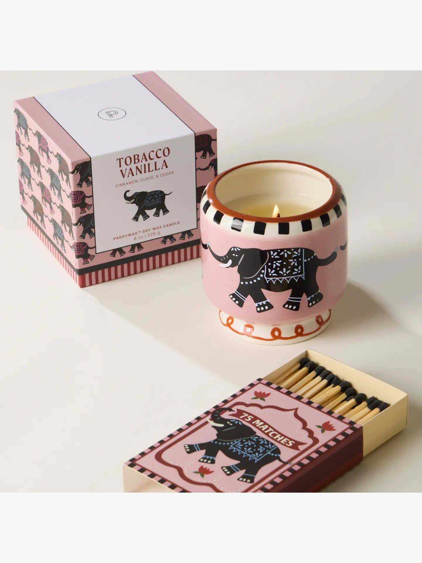 Paddywax Adopo Elephant Ceramic Candle - Tobacco Vanilla
