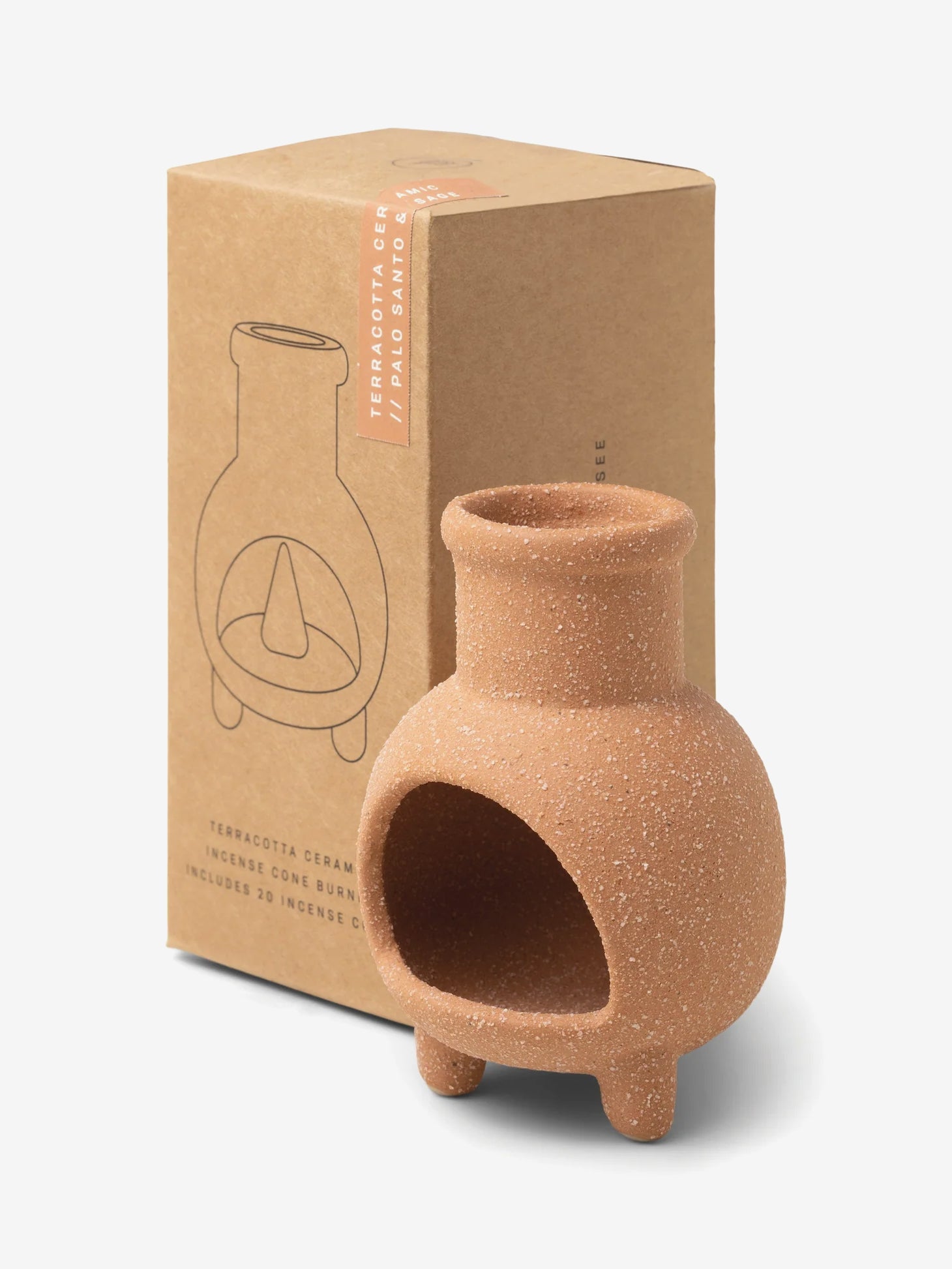 Paddywax Chiminea Ceramic Incense Holder with Cones - Palo Santo & Sage