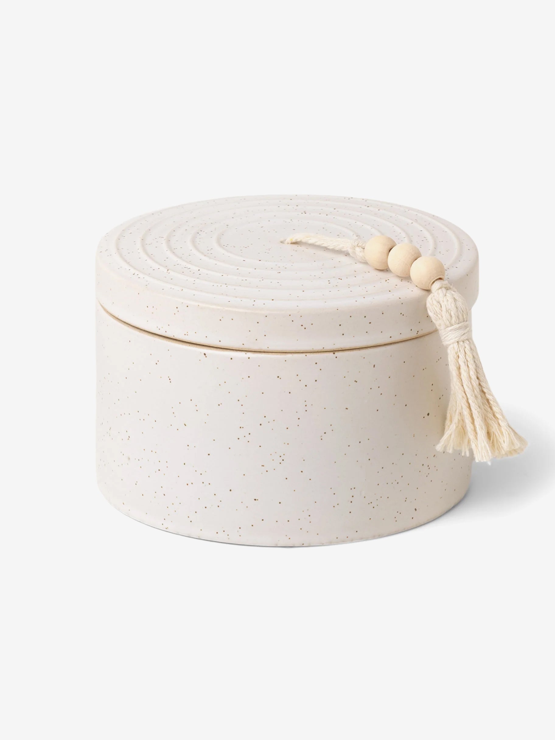 Paddywax Cypress & Fir Ceramic Candle with Lid - White Speckled