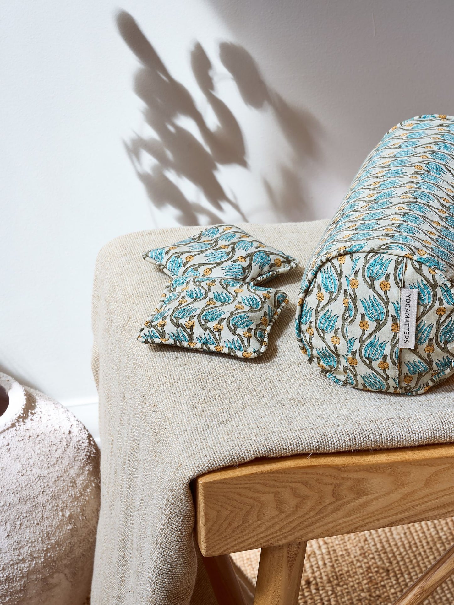 Yogamatters Block Print Pair of Square Hand Pillows - Peace Lily