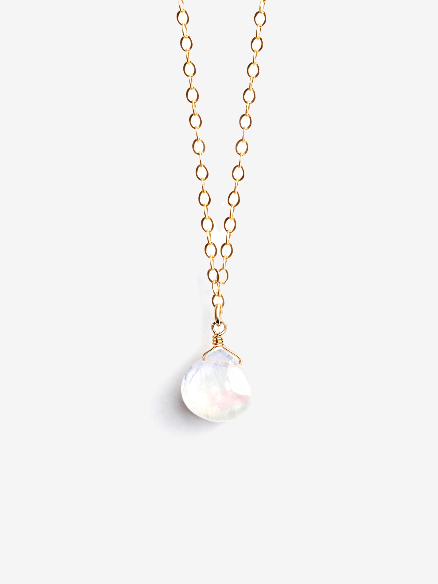 Wanderlust Life Gold Chain Pendant Necklace - Rainbow Moonstone