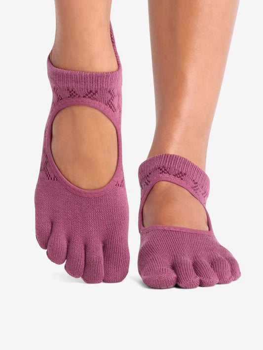 ToeSox Full Toe Bellarina Grip Socks - Bordeaux