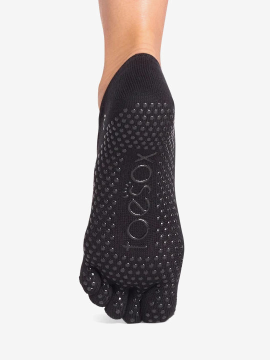 ToeSox Full Toe Elle Grip Socks - Ebony Snowflake
