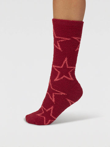 Thought Marjorie Fluffy Bed Socks - Elderberry Red