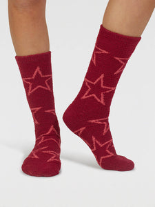 Thought Marjorie Fluffy Bed Socks - Elderberry Red