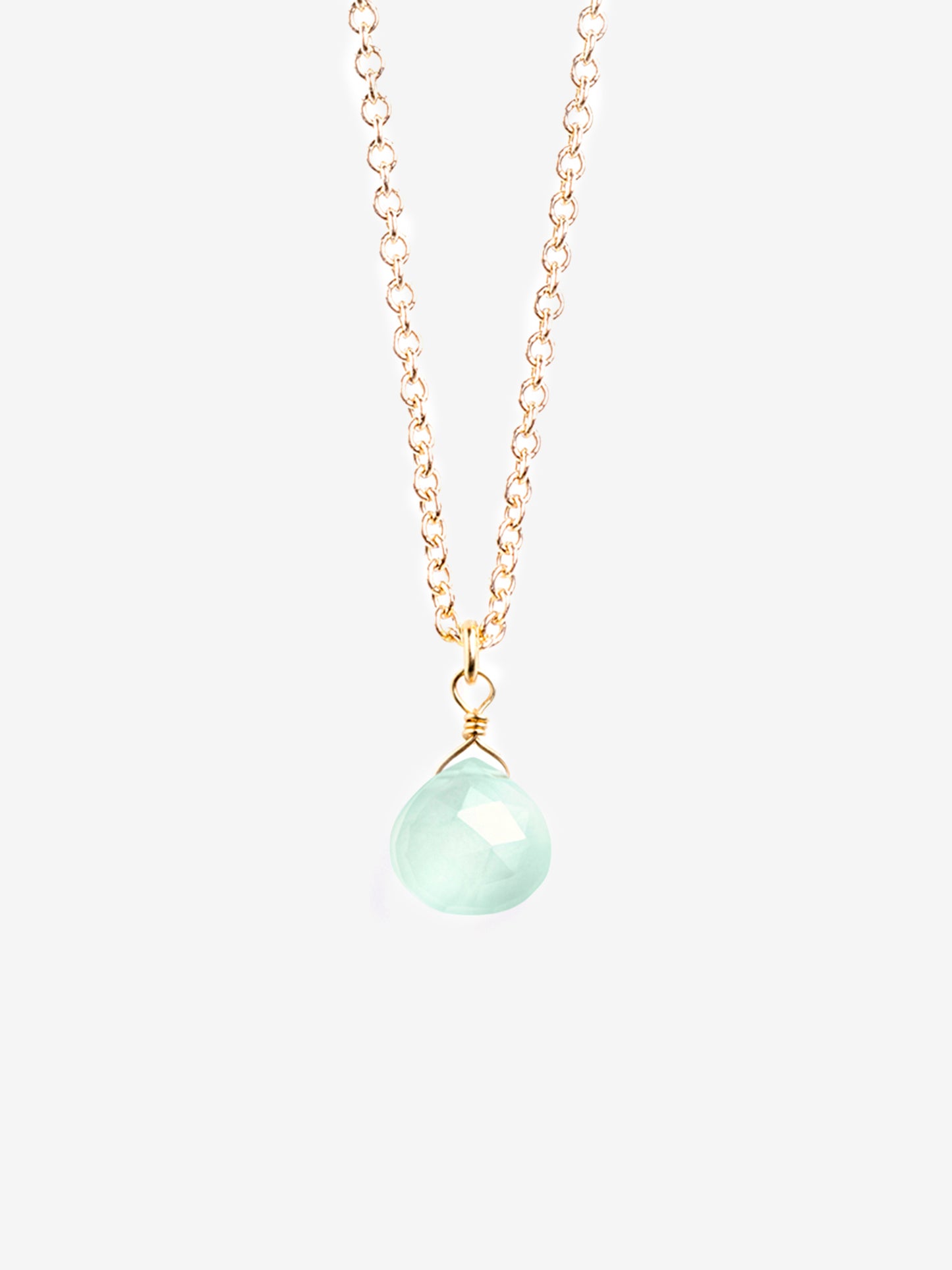 Wanderlust Life Gold Chain Pendant Necklace - Sea Glass Chalcedony