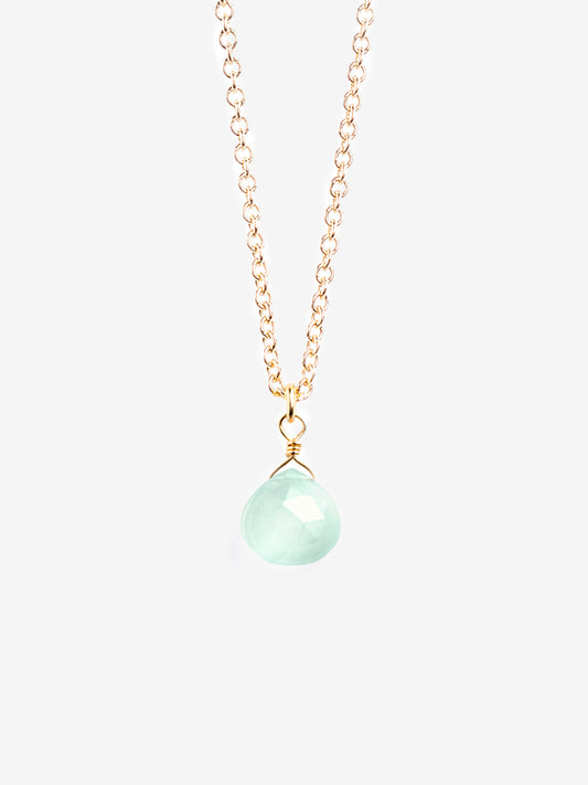 Wanderlust Life Gold Chain Pendant Necklace - Sea Glass Chalcedony