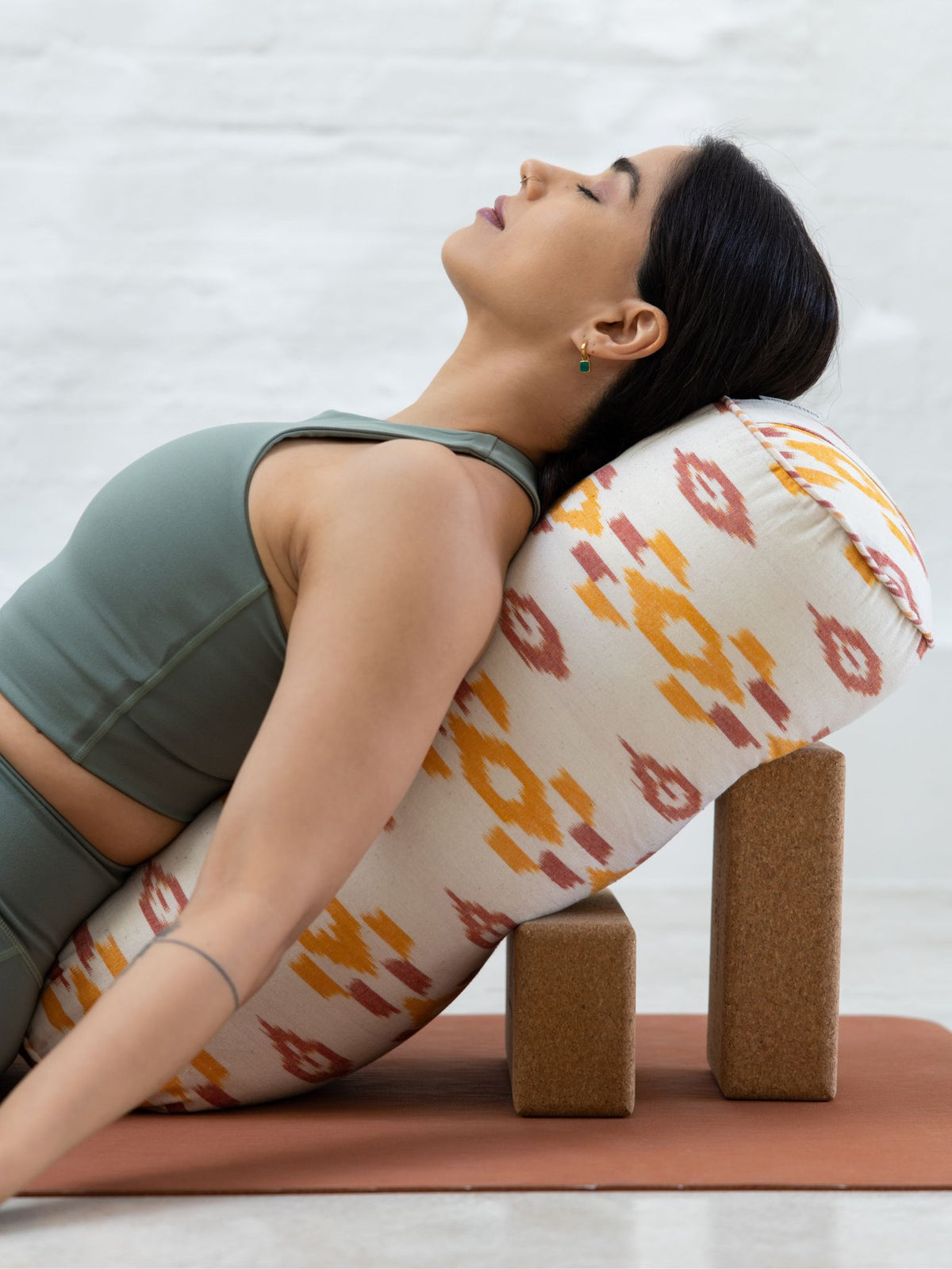 Yogamatters Sienna Ikat Round Bolster - Cinnamon