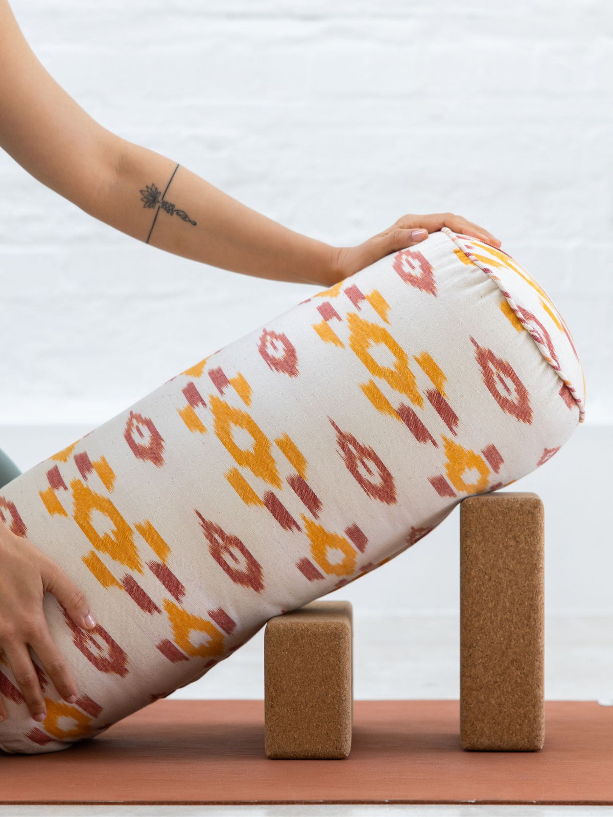Yogamatters Sienna Ikat Round Bolster - Cinnamon