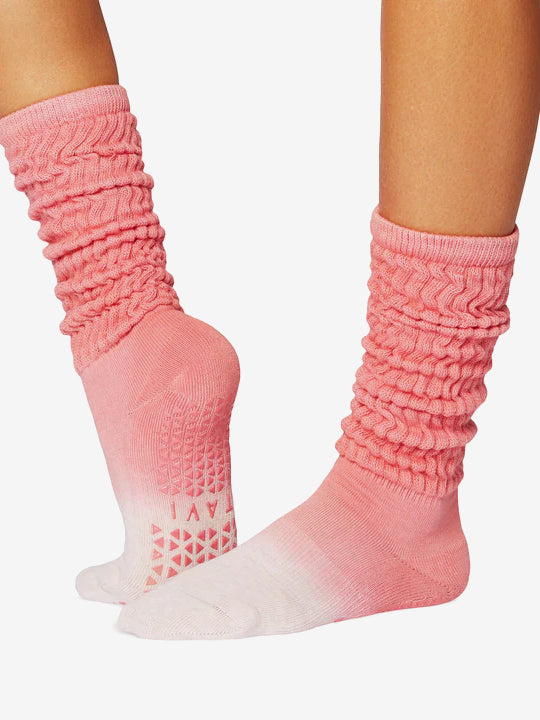 Tavi Noir Stacy Grip Socks - Hot Coral Ombre