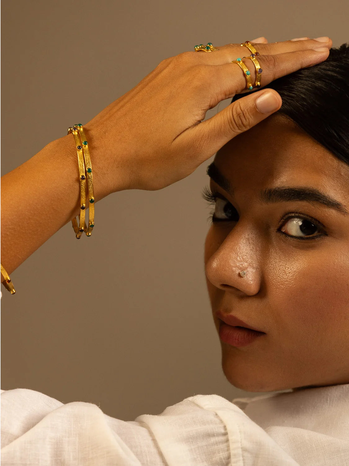 Goddess Charms Heart Chakra Bangle - Green Onyx