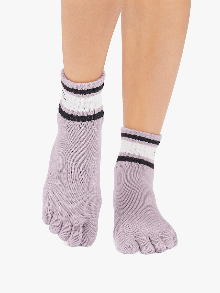 ToeSox Full Melody Grip Socks - Lavender Mist Stripe