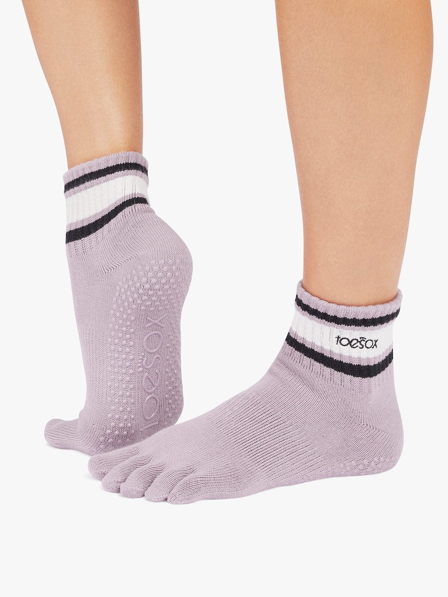 ToeSox Full Melody Grip Socks - Lavender Mist Stripe
