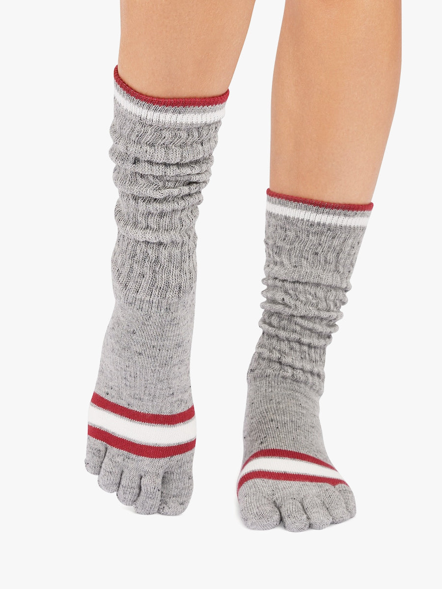 ToeSox Full Toe Slouch Grip Socks -  Snowdrift