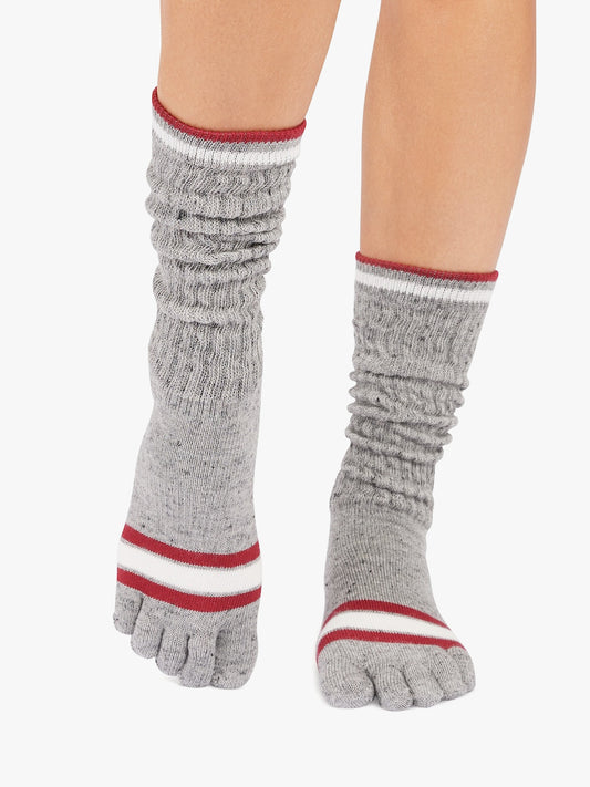 ToeSox Full Toe Slouch Grip Socks -  Snowdrift