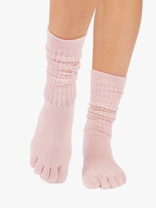 ToeSox Full Toe Slouch Grip Socks - Petal