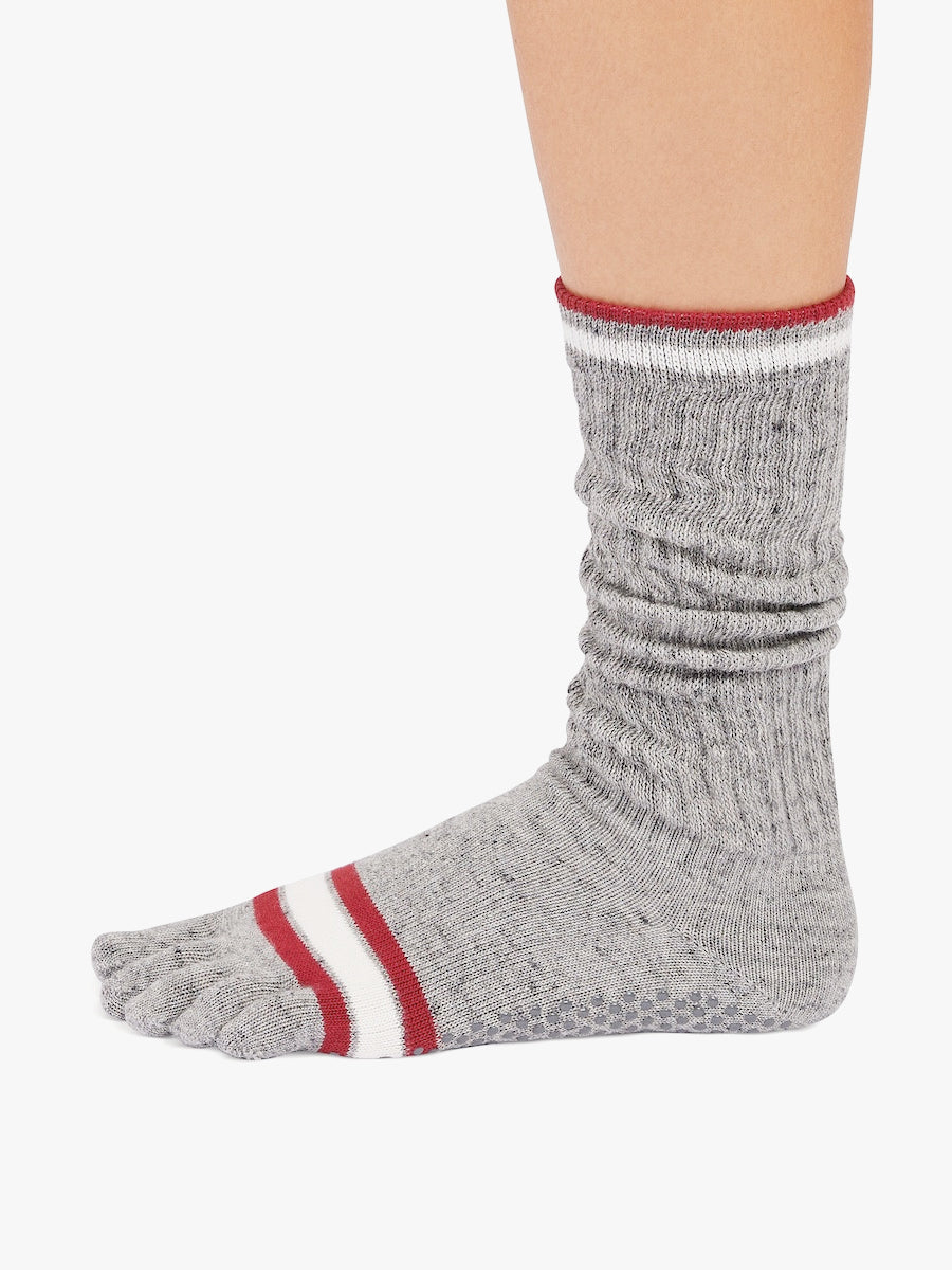 ToeSox Full Toe Slouch Grip Socks -  Snowdrift