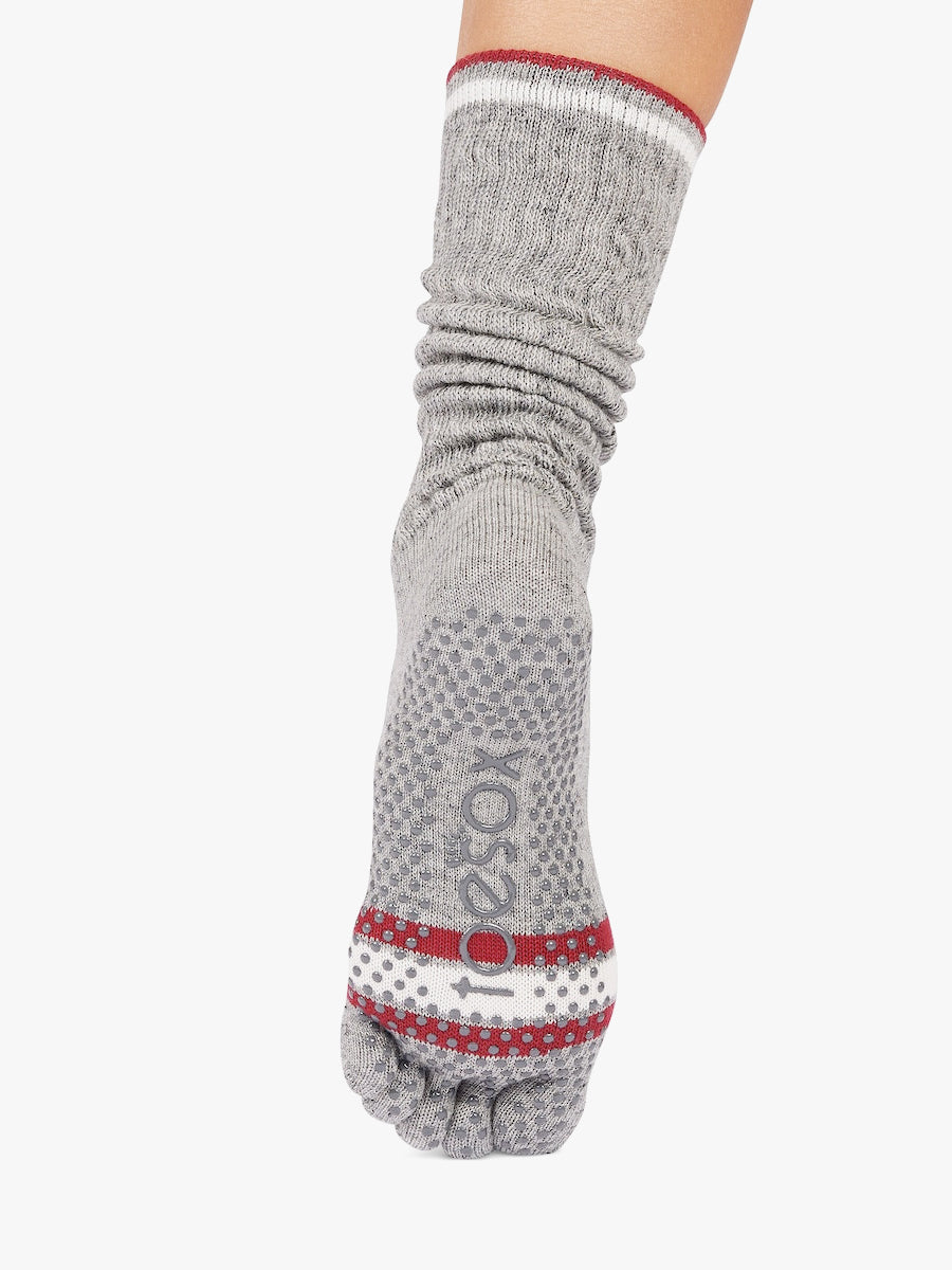 ToeSox Full Toe Slouch Grip Socks -  Snowdrift