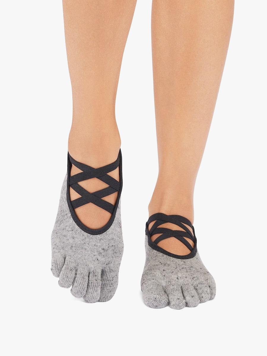 ToeSox Full Toe Elle Grip Socks - Grey Speckle