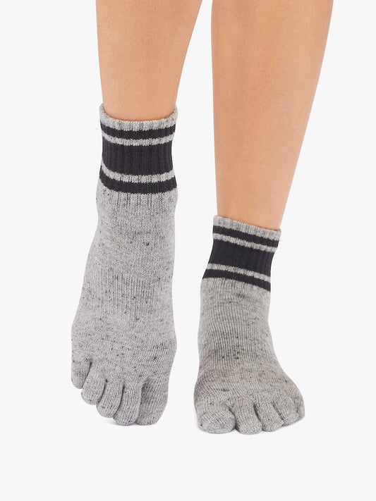ToeSox Full Toe Melody Grip Socks - Grey Speckle