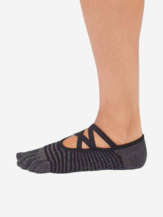 ToeSox Full Toe Elle Grip Socks - Midnight Stripe
