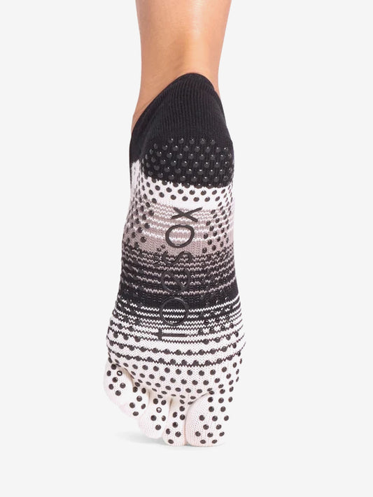 ToeSox Full Toe Elle Grip Socks - Coconut Stripe