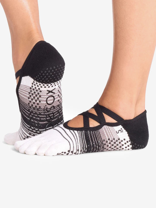 ToeSox Full Toe Elle Grip Socks - Coconut Stripe