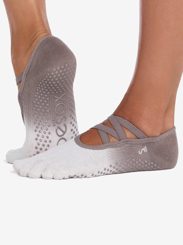 ToeSox Full Toe Elle Grip Socks - Pebble Ombre