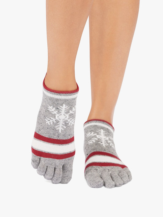 ToeSox Full Toe Low Rise Grip Socks - Snowdrift