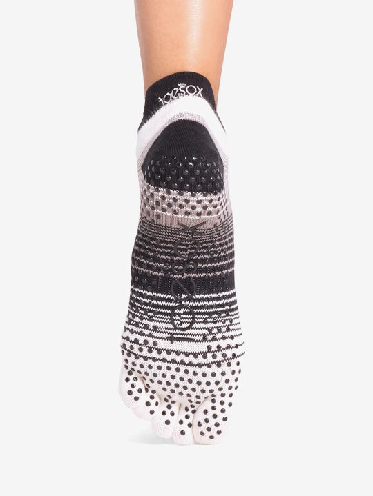 ToeSox Full Toe Low Rise Grip Socks - Coconut Stripe