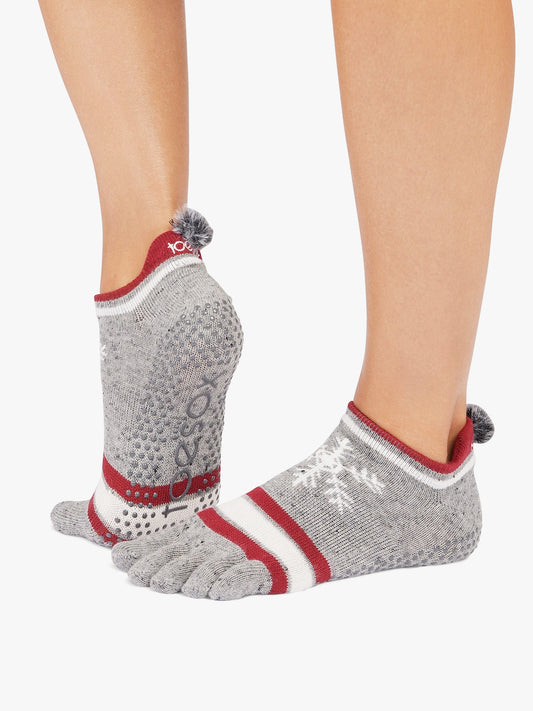 ToeSox Full Toe Low Rise Grip Socks - Snowdrift