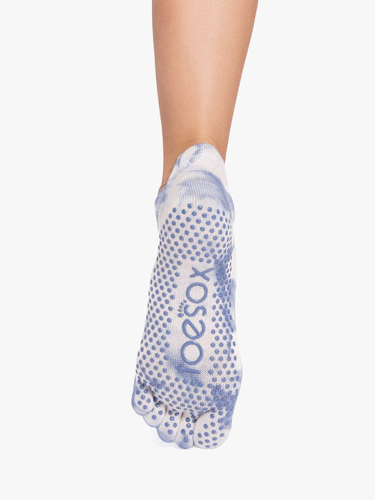 ToeSox Full Toe Low Rise Grip Socks - Soft Blue Tie Dye – Yogamatters