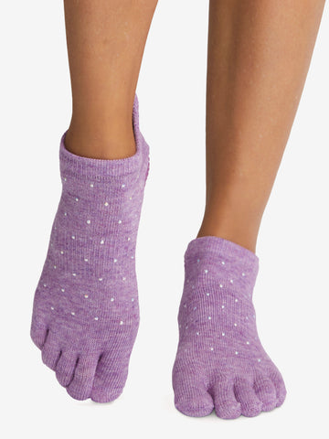 ToeSox Full Toe Low Rise Grip Socks - Violet Twinkle