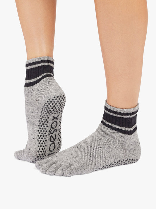 ToeSox Full Toe Melody Grip Socks - Grey Speckle