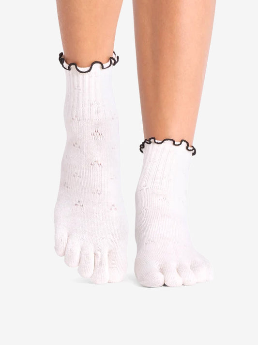 ToeSox Full Toe Melody Ruffle Grip Socks - Sandy