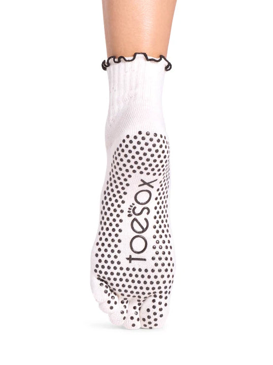 ToeSox Full Toe Melody Ruffle Grip Socks - Sandy